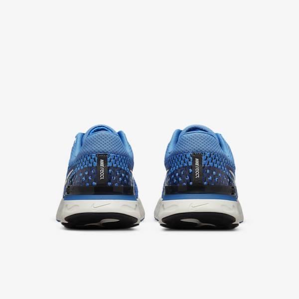 Men's Nike React Infinity Run Flyknit 3 Road Running Shoes Blue / Black | NK027ZVF