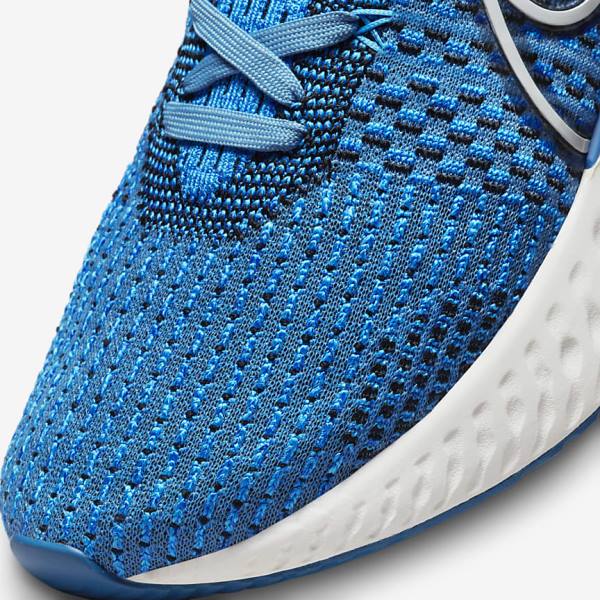 Men's Nike React Infinity Run Flyknit 3 Road Running Shoes Blue / Black | NK027ZVF