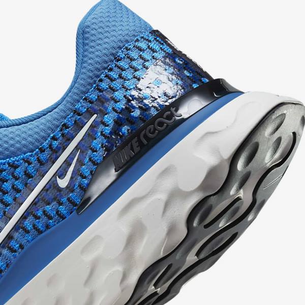 Men's Nike React Infinity Run Flyknit 3 Road Running Shoes Blue / Black | NK027ZVF