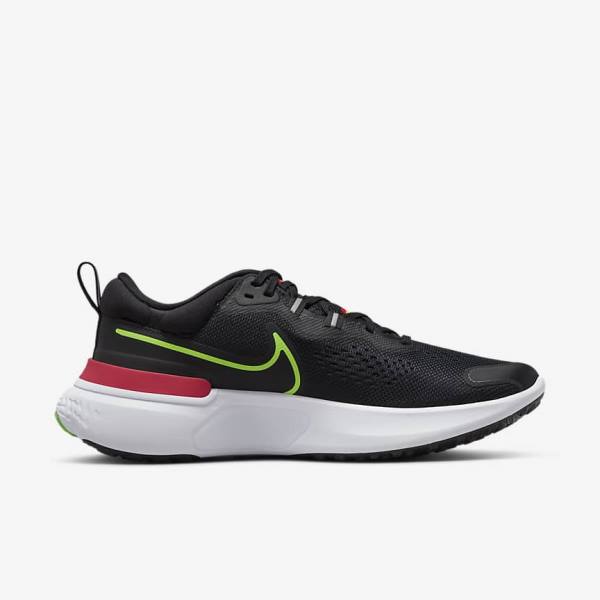 Men's Nike React Miler 2 Road Running Shoes Black / Red / White / Green | NK593SOB