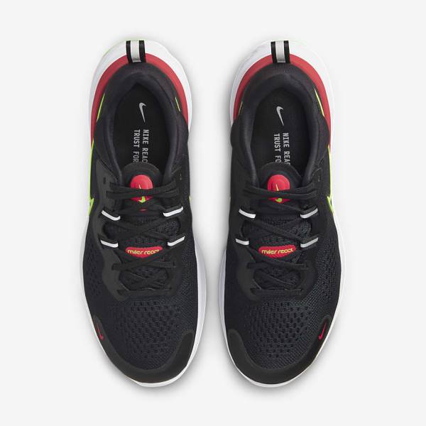 Men's Nike React Miler 2 Road Running Shoes Black / Red / White / Green | NK593SOB