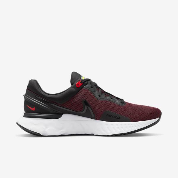 Men's Nike React Miler 3 Road Running Shoes Black / Red / White | NK259AHX