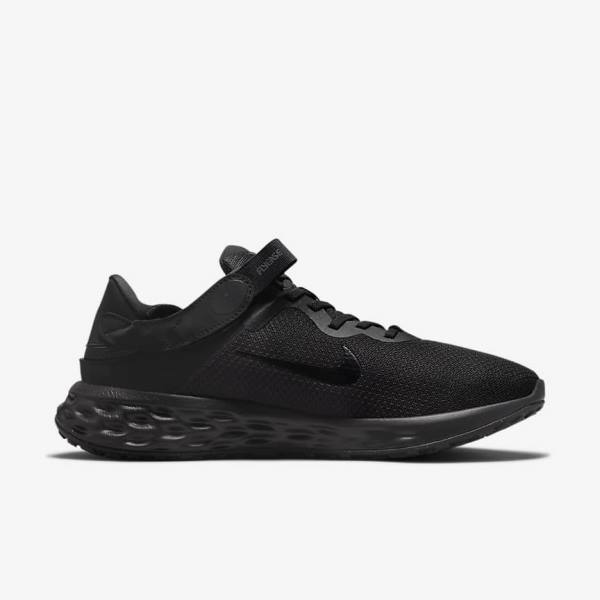 Men's Nike Revolution 6 FlyEase Next Nature Easy-On-And-Off Road (Extra Wide) Running Shoes Black / Dark Grey | NK201HEM