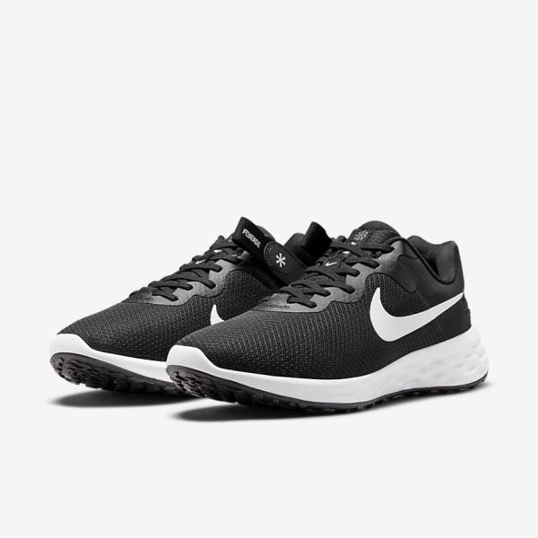 Men's Nike Revolution 6 FlyEase Next Nature Easy On-Off Road Running Shoes Black / Grey / White | NK849AKS