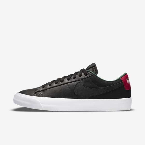 Men\'s Nike SB Zoom Blazer Low Pro GT Premium Trainers Black / Red / Black | NK613CIH