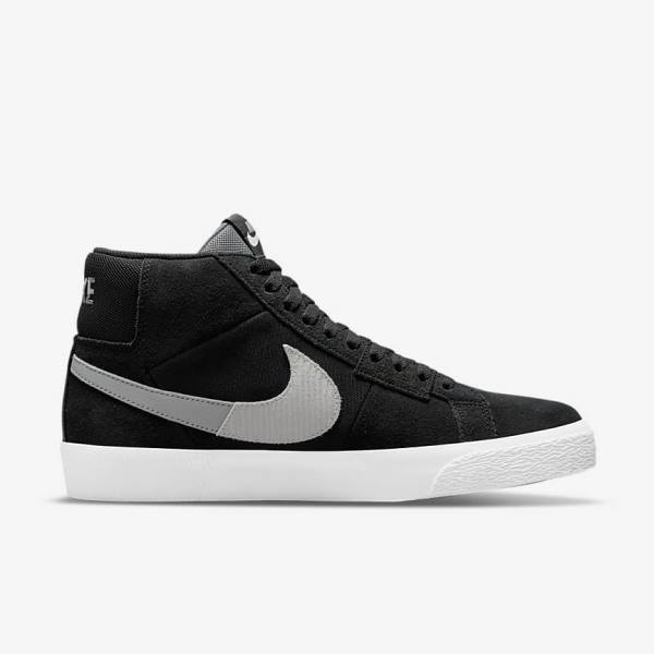 Men's Nike SB Zoom Blazer Mid Premium Trainers Black / Grey / White | NK249DBY