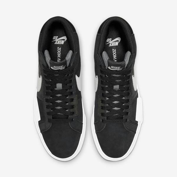 Men's Nike SB Zoom Blazer Mid Premium Trainers Black / Grey / White | NK249DBY