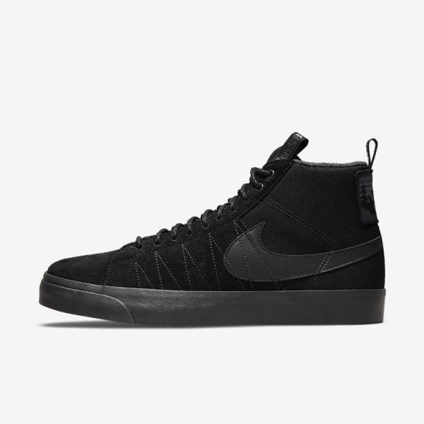 Men\'s Nike SB Zoom Blazer Mid Premium Trainers Black / Dark Grey | NK398KLP