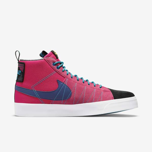 Men's Nike SB Zoom Blazer Mid Premium Trainers Pink / Blue / Royal Blue | NK509XUK