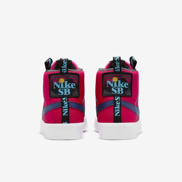 Men's Nike SB Zoom Blazer Mid Premium Trainers Pink / Blue / Royal Blue | NK509XUK