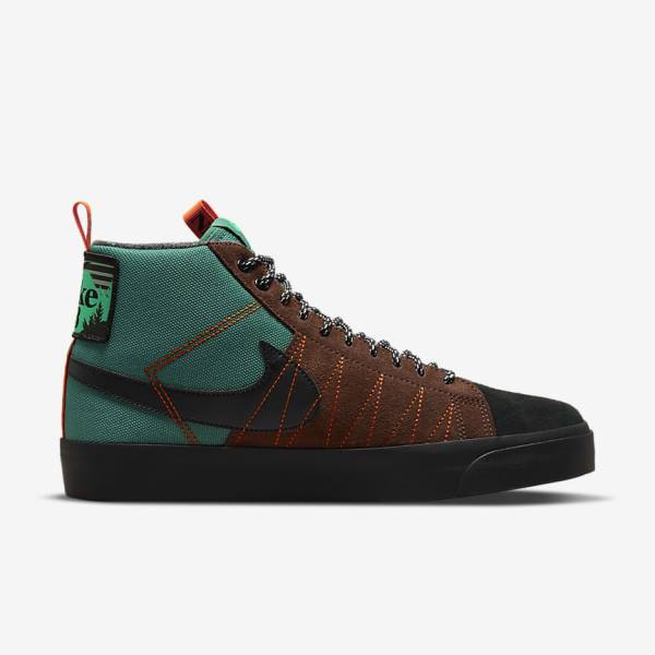 Men's Nike SB Zoom Blazer Mid Premium Trainers Green / White / Orange / Black | NK693CMA