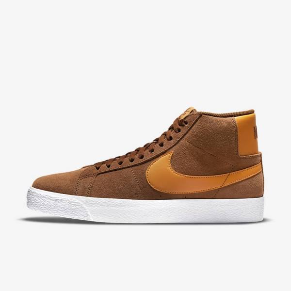 Men\'s Nike SB Zoom Blazer Mid Trainers White / Yellow | NK306MUN