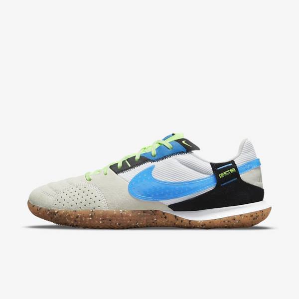 Men\'s Nike Streetgato Football Shoes White / Black / Light Green / Light Blue | NK704BIL