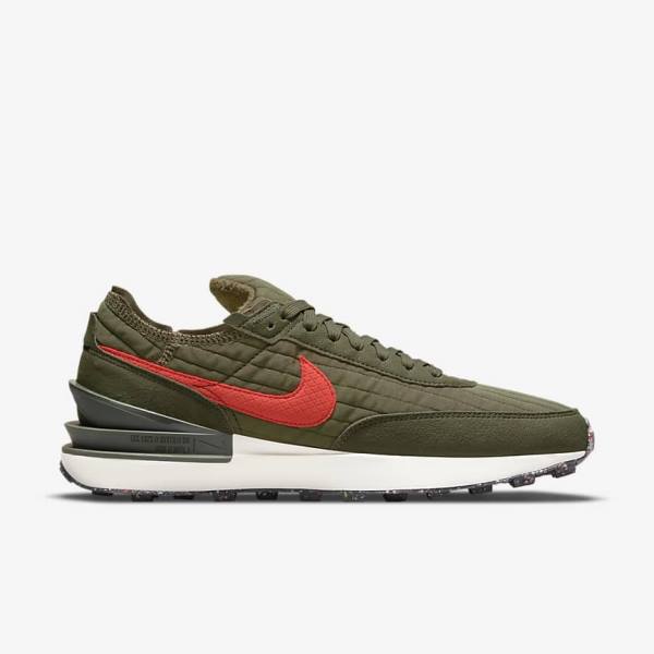 Men's Nike Waffle One Premium Trainers Olive / Black / Orange | NK791HYW