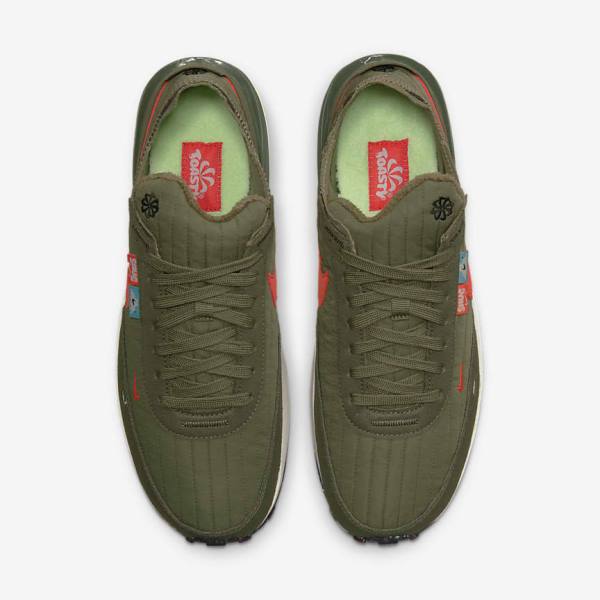 Men's Nike Waffle One Premium Trainers Olive / Black / Orange | NK791HYW