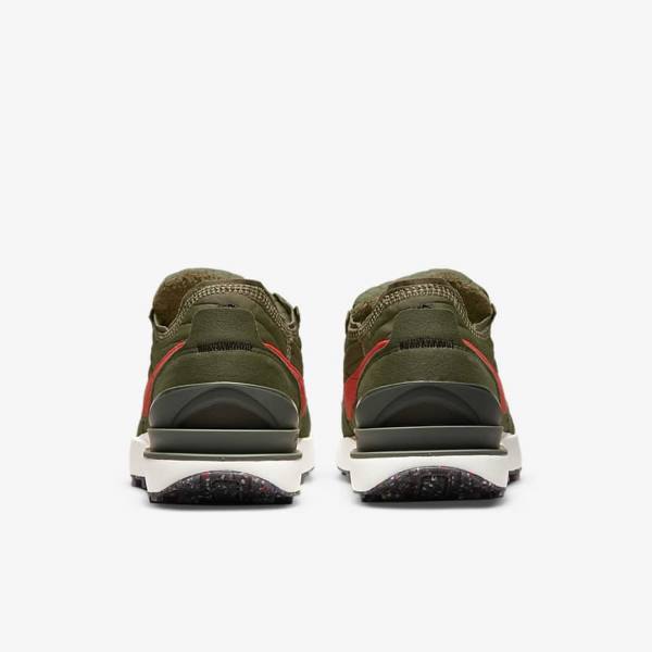 Men's Nike Waffle One Premium Trainers Olive / Black / Orange | NK791HYW