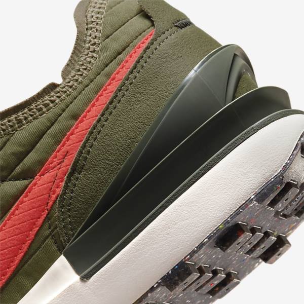 Men's Nike Waffle One Premium Trainers Olive / Black / Orange | NK791HYW