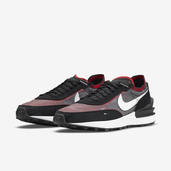 Men's Nike Waffle One SE Trainers Black / Red / White | NK123UDW