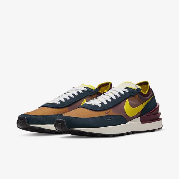 Men's Nike Waffle One SE Trainers Navy / White / Yellow | NK286VXQ