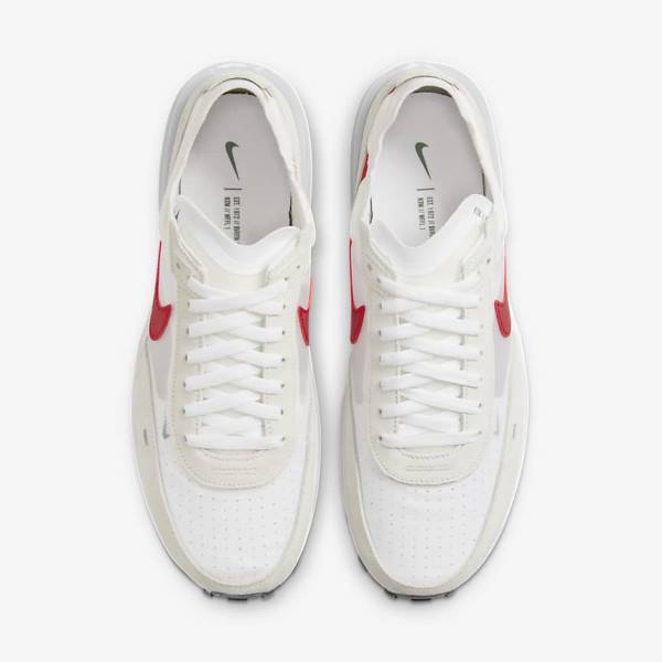 Men's Nike Waffle One Trainers White / Green / Metal Silver / Red | NK964LUP