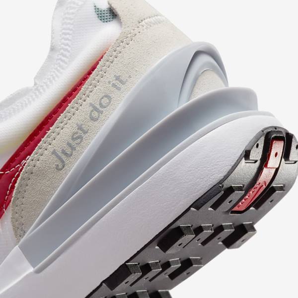 Men's Nike Waffle One Trainers White / Green / Metal Silver / Red | NK964LUP