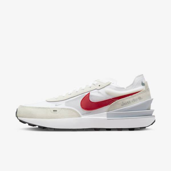 Men\'s Nike Waffle One Trainers White / Green / Metal Silver / Red | NK964LUP