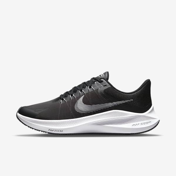 Men's Nike Winflo 8 Road Running Shoes Black / Dark Grey / White | NK239CYN