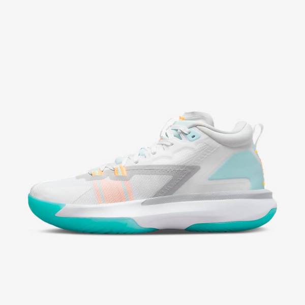 Men\'s Nike Zion 1 Jordan Shoes White / Orange / Turquoise / Black | NK960XYJ