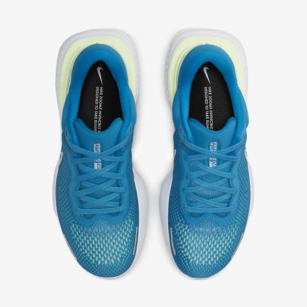 Men's Nike ZoomX Invincible Run Flyknit Road Running Shoes Blue / Light Green / Grey / White | NK025JWM