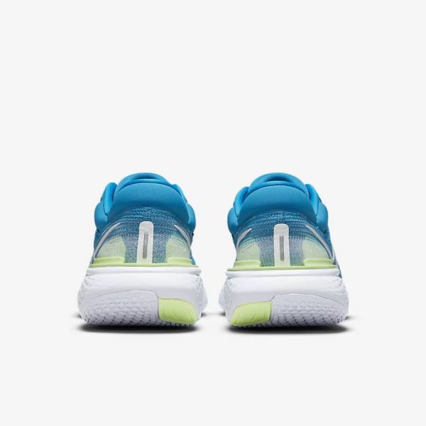 Men's Nike ZoomX Invincible Run Flyknit Road Running Shoes Blue / Light Green / Grey / White | NK025JWM