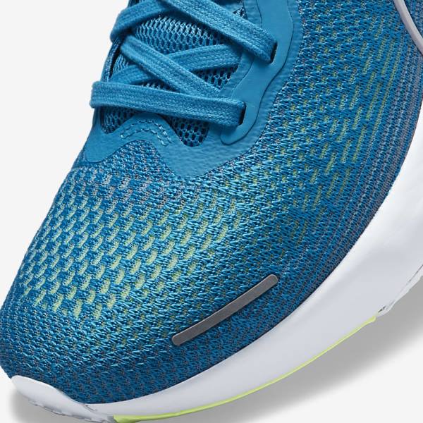 Men's Nike ZoomX Invincible Run Flyknit Road Running Shoes Blue / Light Green / Grey / White | NK025JWM