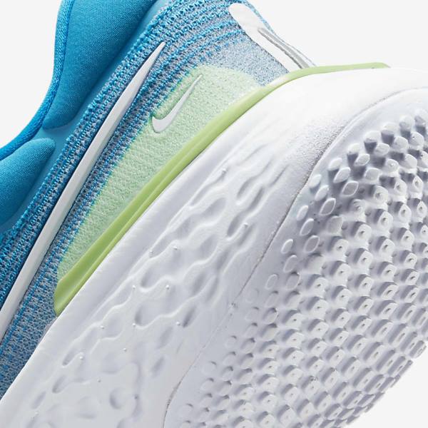 Men's Nike ZoomX Invincible Run Flyknit Road Running Shoes Blue / Light Green / Grey / White | NK025JWM