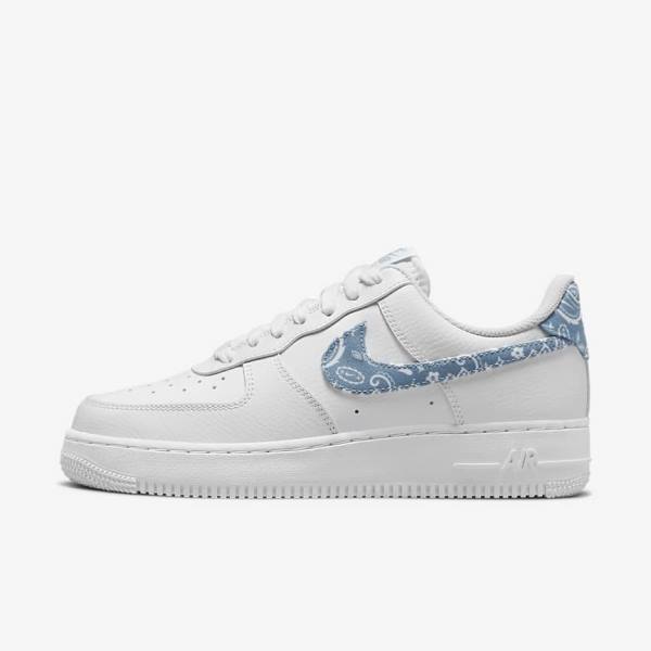 Women\'s Nike Air Force 1 07 Essential Trainers White / Blue | NK692MYT