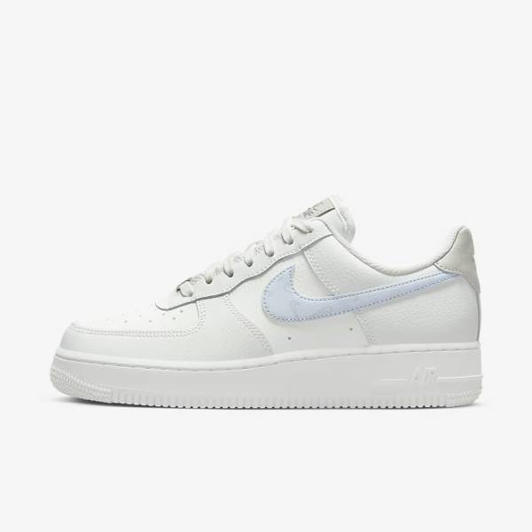 Women\'s Nike Air Force 1 07 Trainers White / Metal Silver / Light Blue | NK069TIA