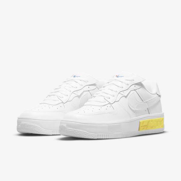 Women's Nike Air Force 1 Fontanka Trainers White / Yellow / White | NK109MIT