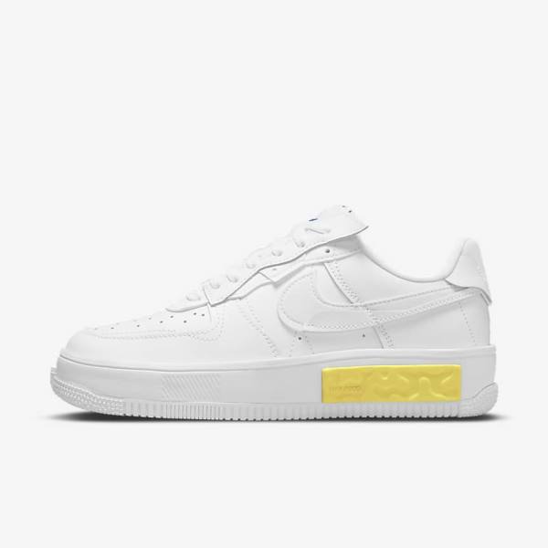 Women\'s Nike Air Force 1 Fontanka Trainers White / Yellow / White | NK109MIT