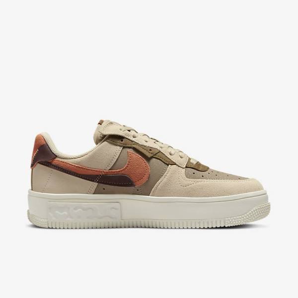 Women's Nike Air Force 1 Fontanka Trainers Burgundy / Khaki | NK946JIE