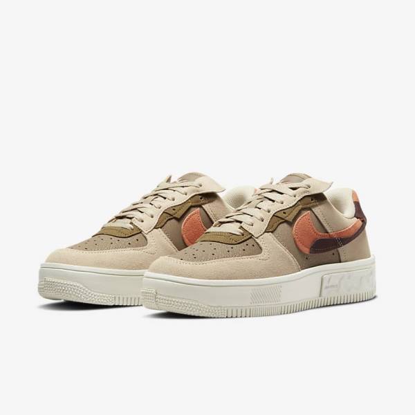 Women's Nike Air Force 1 Fontanka Trainers Burgundy / Khaki | NK946JIE