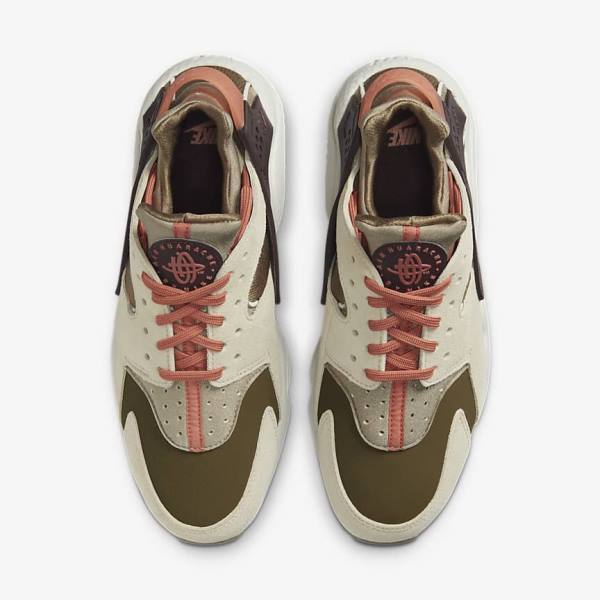 Women's Nike Air Huarache SP Trainers Khaki / Burgundy | NK619SIP