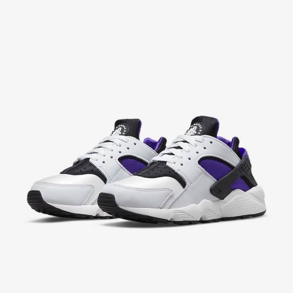 Women's Nike Air Huarache Trainers White / Purple / Black | NK614SGJ