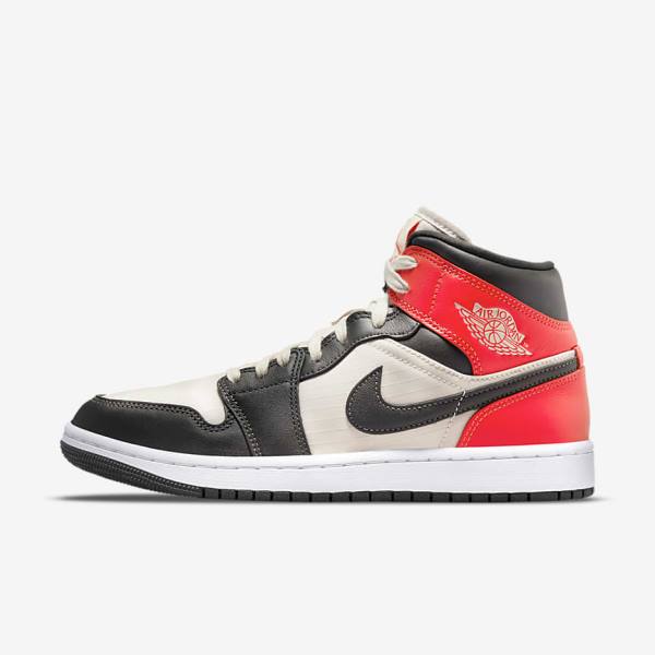 Women\'s Nike Air Jordan 1 Mid SE Trainers Light Brown / Light Red / White | NK248LGH