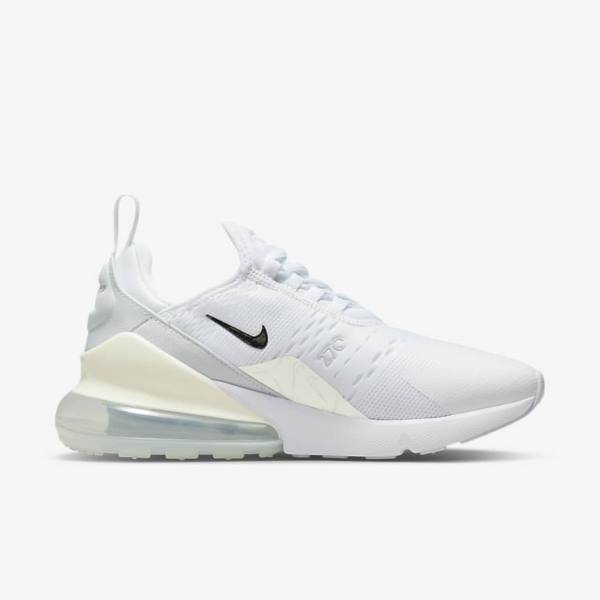 Women's Nike Air Max 270 Trainers White / Platinum / Metal Silver | NK928ZMQ