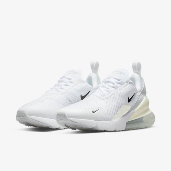 Women's Nike Air Max 270 Trainers White / Platinum / Metal Silver | NK928ZMQ