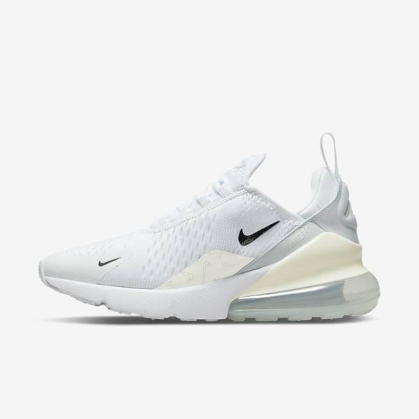 Women\'s Nike Air Max 270 Trainers White / Platinum / Metal Silver | NK928ZMQ