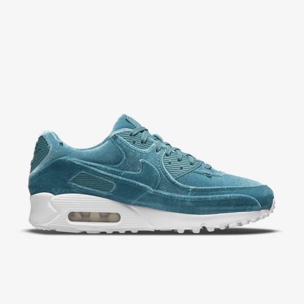 Women's Nike Air Max 90 Premium Trainers Grey Green / Metal Silver / White / Grey Green | NK168SAU