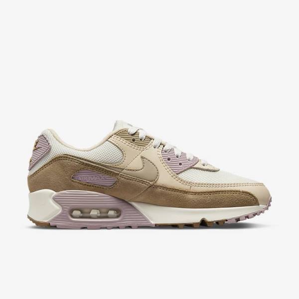 Women's Nike Air Max 90 Trainers Brown / Light Purple / Khaki | NK273ZHM