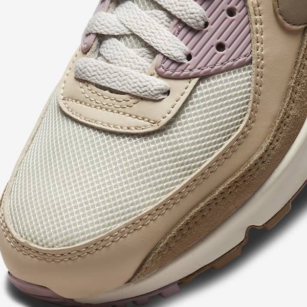 Women's Nike Air Max 90 Trainers Brown / Light Purple / Khaki | NK273ZHM