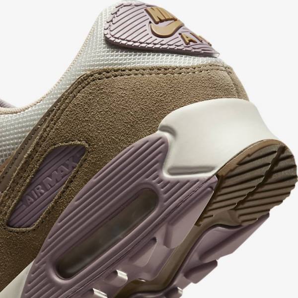 Women's Nike Air Max 90 Trainers Brown / Light Purple / Khaki | NK273ZHM