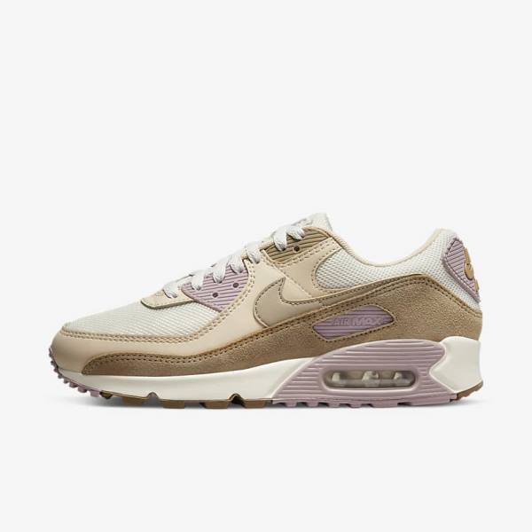 Women\'s Nike Air Max 90 Trainers Brown / Light Purple / Khaki | NK273ZHM