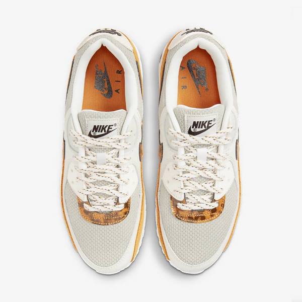 Women's Nike Air Max 90 Trainers Brown / Light Beige / Yellow | NK625BKN